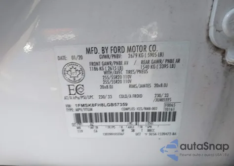 2020 Ford Explorer Limited from USA, damaged, VIN 1FMSK8FH8LGB57359